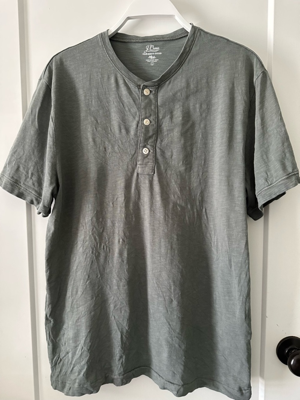 J. Crew Men’s Short-Sleeve Henley Shirt - muted green